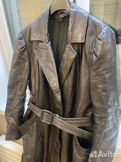 Кожаное пальто винтажное