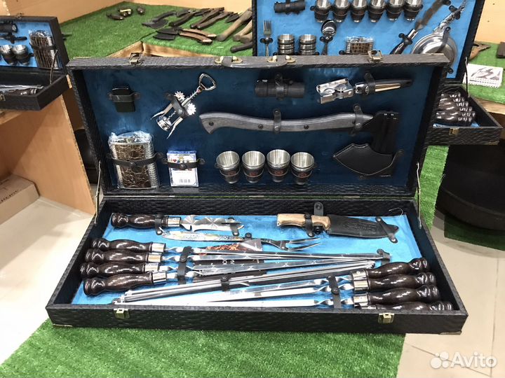 Топор, нож, шампура в кейсе