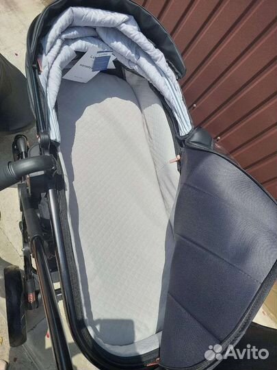 Коляска 3в1 Кожа black твёрдый блок (Новинка)