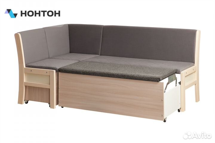 Кухонный угловой диван Этюд серо-коричневый / выбе
