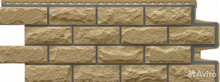 Фасадные панели Grand Line Колотый Камень design Песочный (Горчичный), шов RAL 7006