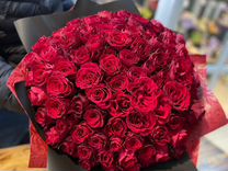 101 роза красная премиум, бесплатная доставка