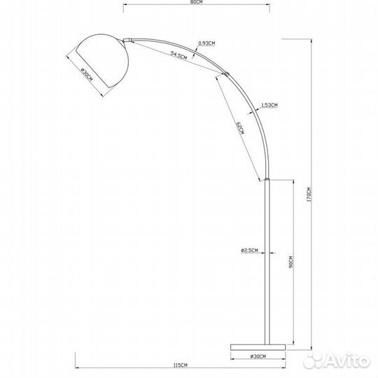 Торшер арочный напольный