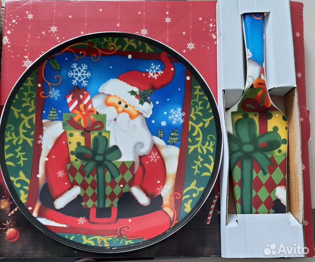 Тарелка для торта с лопаткой новая, фарфор