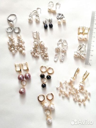 Серьги с натуральным жемчугом