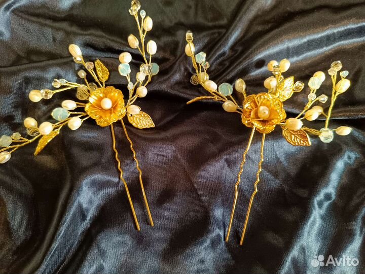 Украшения для волос, браслет из янтаря, жемчуг