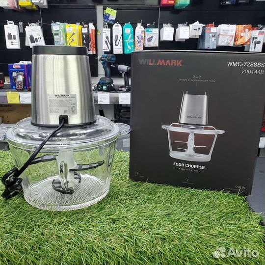 Измельчитель willmark WMC-7288SS со стеклянной чаш