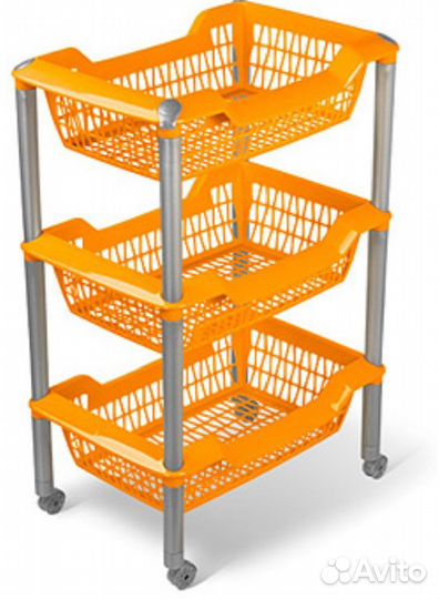 Этажерка пластиковая на колесиках Джета 3 корзины