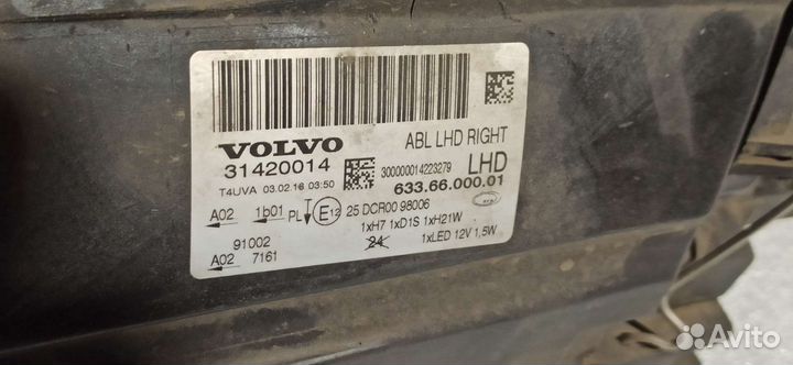 Фара передняя правая volvo s80, xc70 адаптив