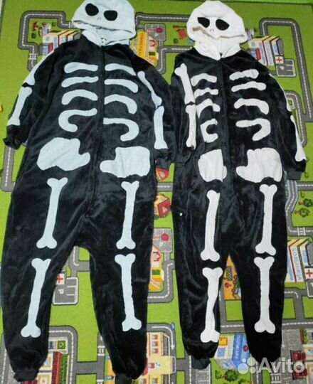 2шт кигуруми скелет костюм на хэллоуин