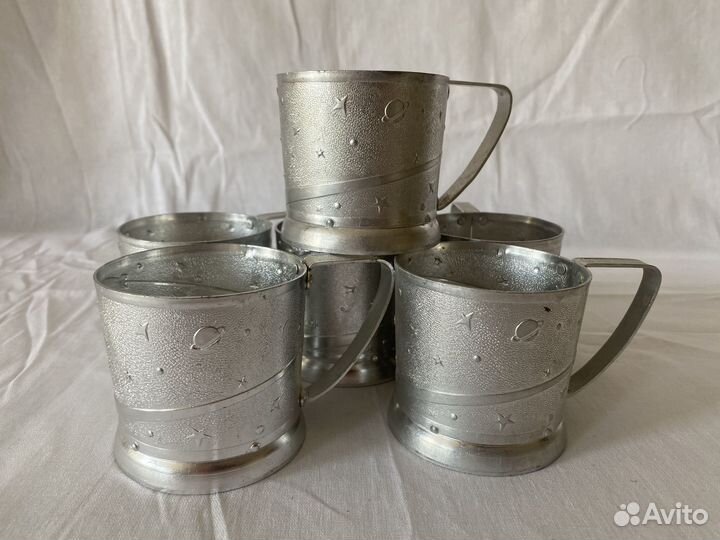 Подстаканники СССР. Космос. 6 шт.комплект. Алюмин