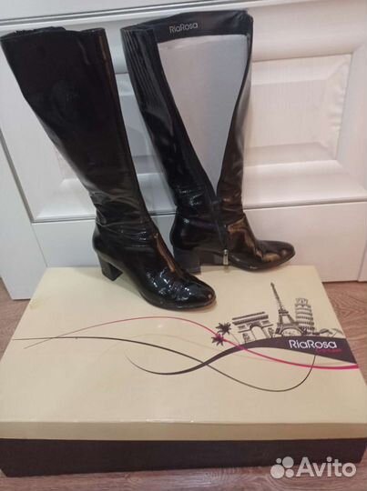 Сапоги Эконика лаковые черные