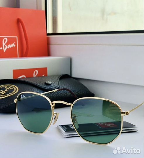 Очки ray ban hexagonal зеленые