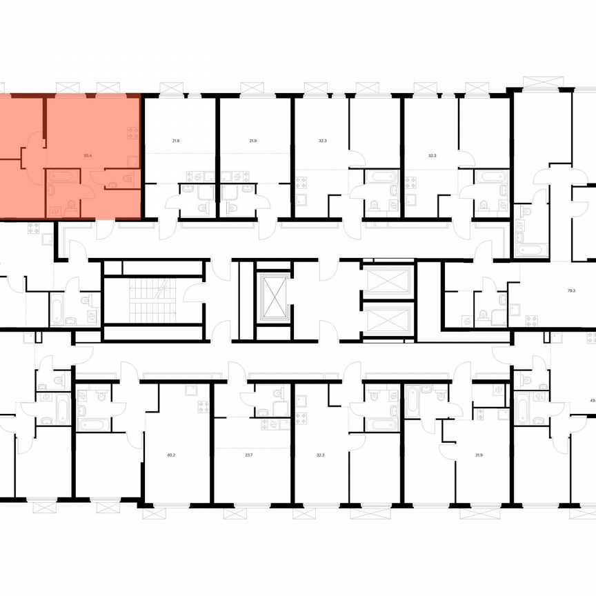 2-к. квартира, 55,4 м², 19/25 эт.