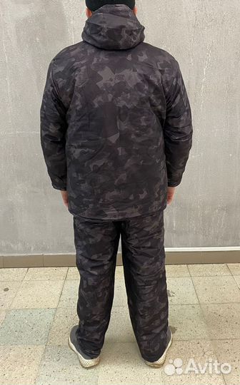 Зимний костюм для охоты и рыбалки чёрный камуфляж