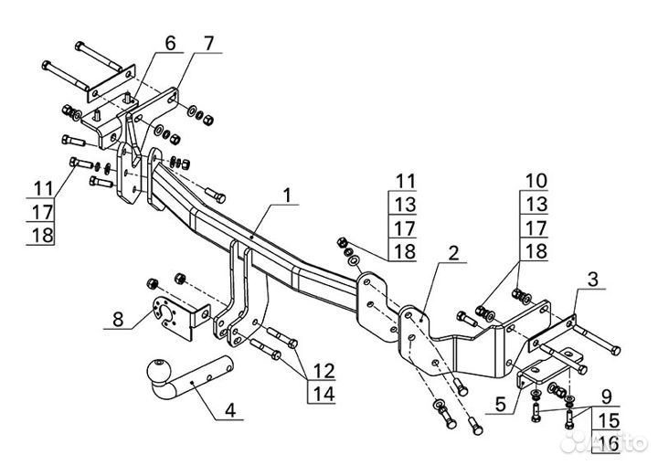 Фаркоп тсу KIA Sorento Киа Соренто 2012-2016 год