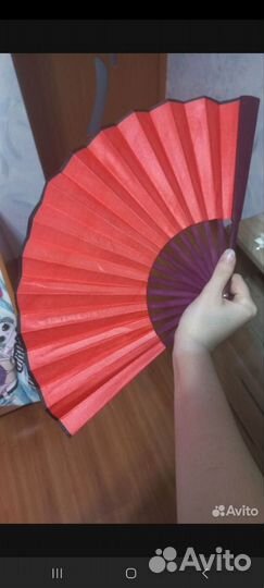 Красный веер японский для косплея хуа чена