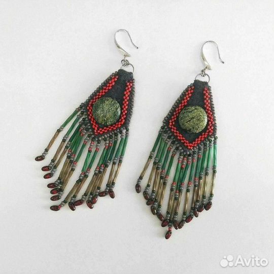 Серьги длинные ручная работа брошь булавка кольца