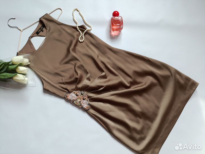 Вечернее платье женское нарядное 42 44 коричневое
