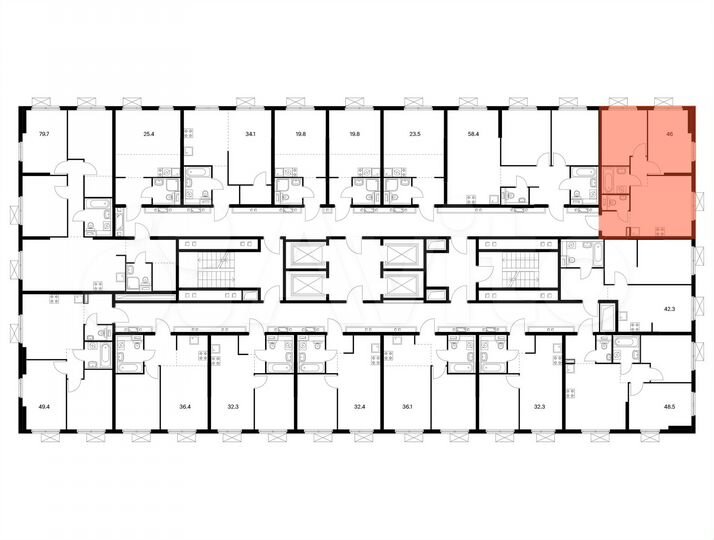 2-к. квартира, 46 м², 16/25 эт.