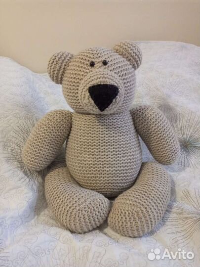 Медведь вязаный, натуральная шерсть 50