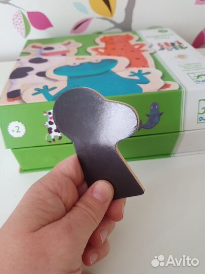 Деревянные магниты паззл Djeco Забавные животные