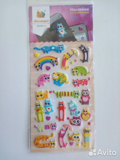 Пакет новых наклеек кошки и другие (стикеры)