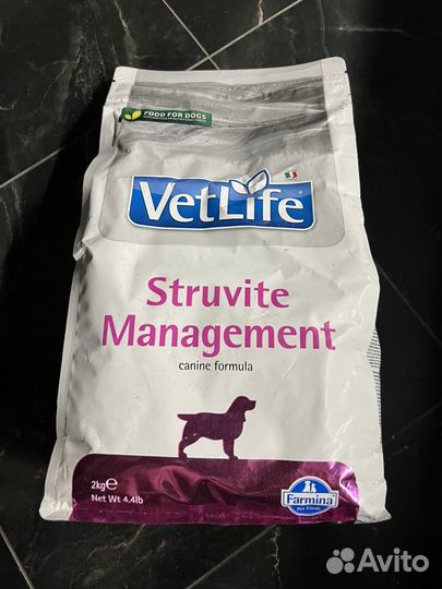 Корм для собак vetlife struvite 2 кг