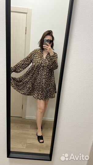 Шелковое платье леопардовое