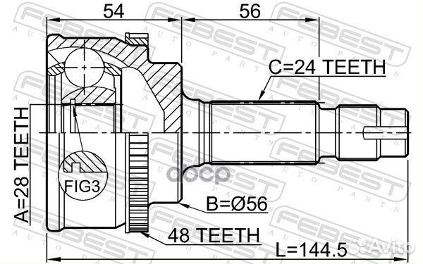 ШРУС наружный 28X56X24 toyota yaris 01- 0110NLP