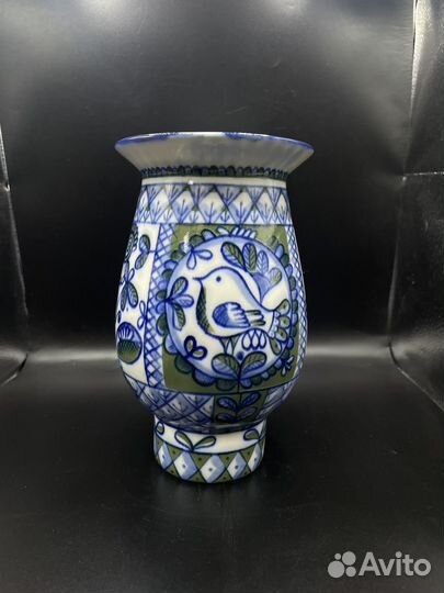 Ваза лфз ленинград птица гжель целая (сзр)