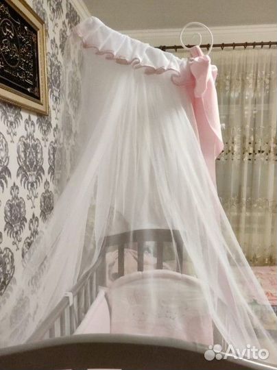 Бортики и балдахин+ кронштейн в кроватку