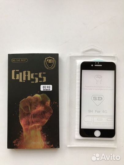 Защитное стекло на айфон 6, 6s Чёрное
