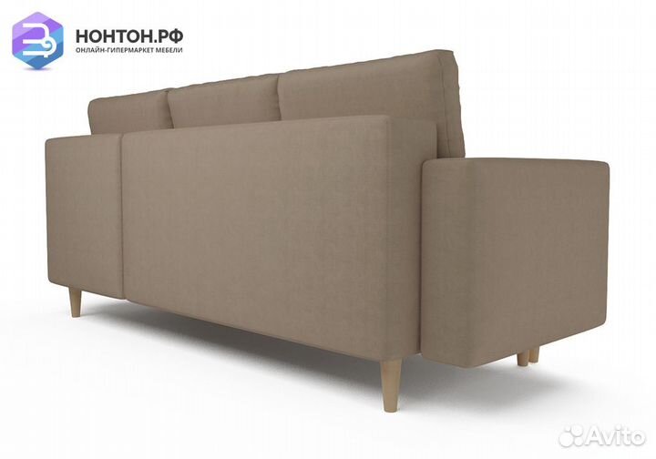 Угловой диван тик-так Белфаст рогожка бежевая