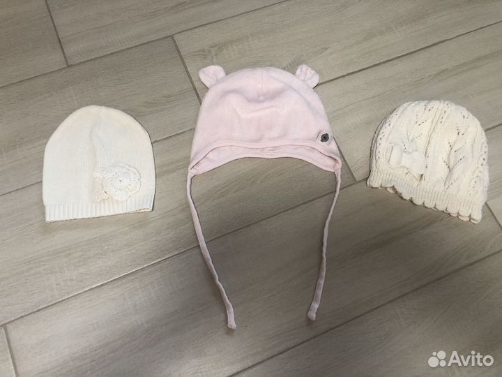 Шапочки H&M на девочку 3-6 месяцев