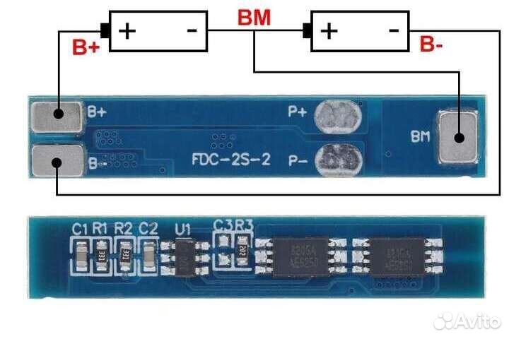 Плата BMS 2s для Li ion