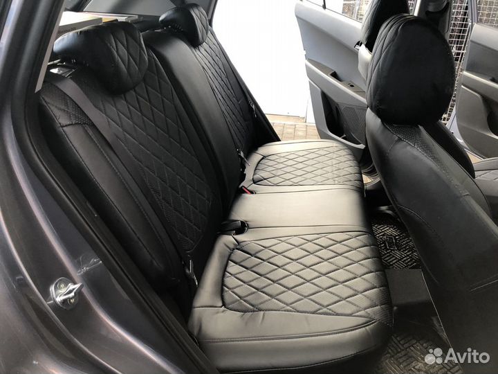 Авточехлы из экокожи с установкой на Хёндай Крета
