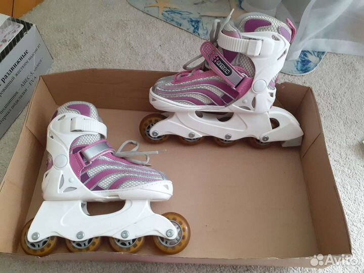 Детские раздвижные ролики и защита, размер 30-33