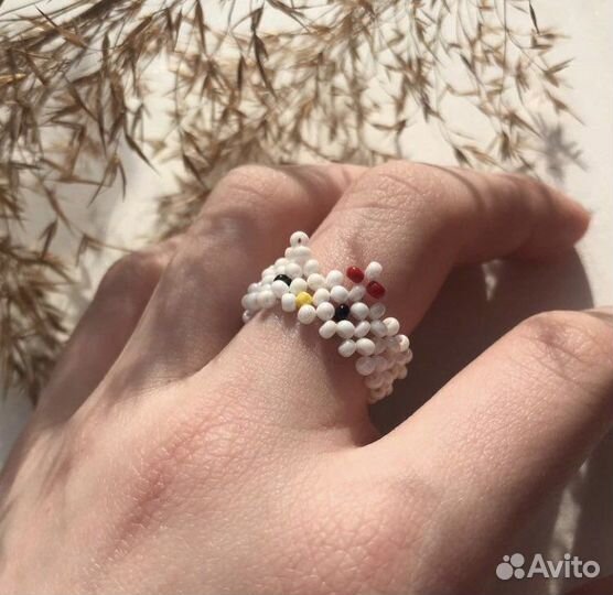 Кольцо из бисера/кольцо с хэлоу китти