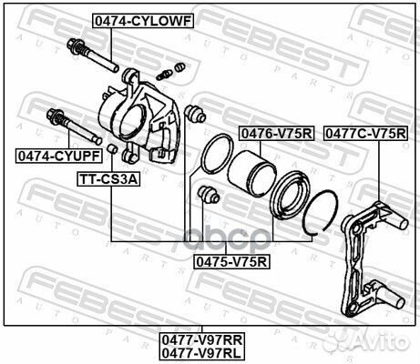 Скоба заднего тормозного суппорта 0477CV75R Febest