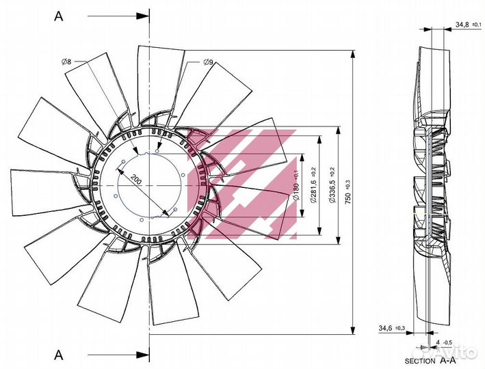 Вискомуфта вентилятора в сборе с крыльчаткой