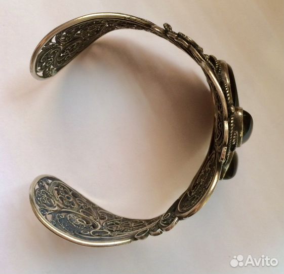 Винтажный браслет скань филигрань раухтопаз