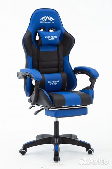 Игровое кресло черно-синее без подставки