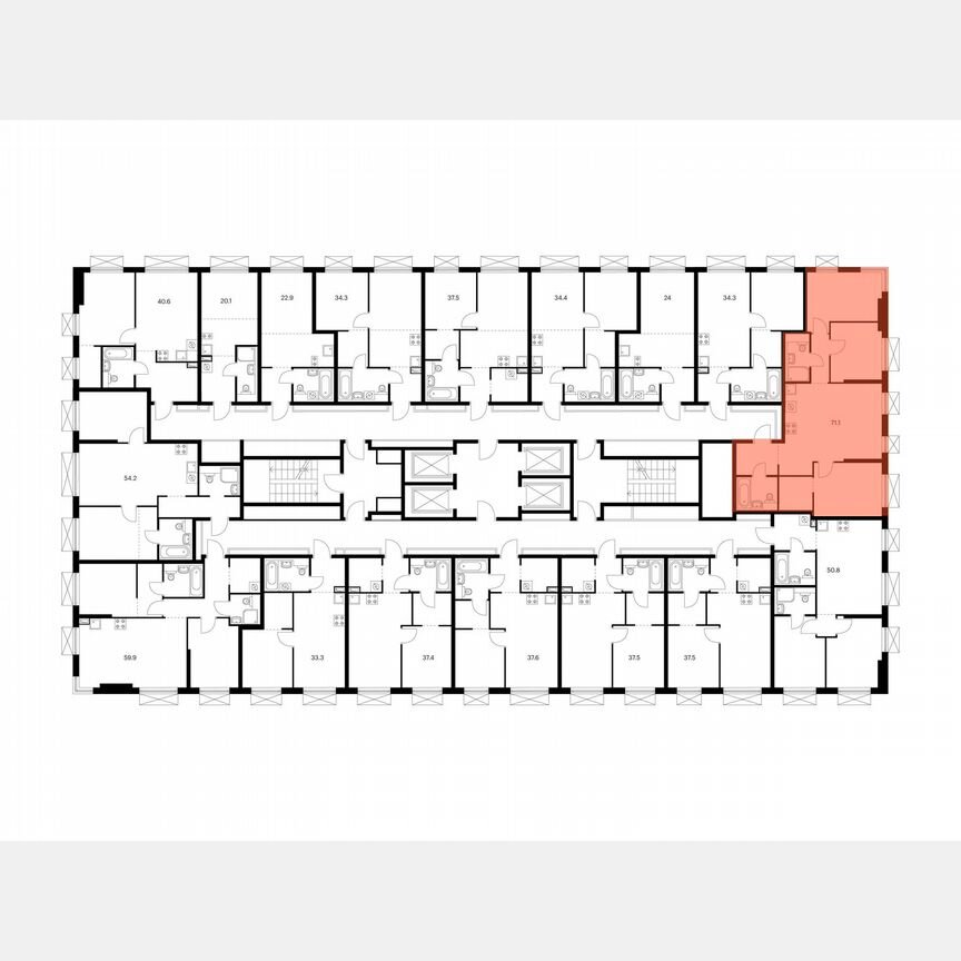3-к. квартира, 71,1 м², 17/30 эт.