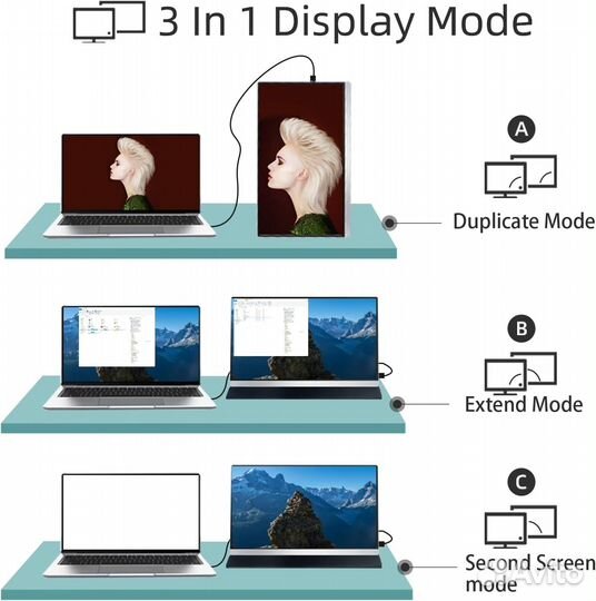 Новый USA AYY Portable Monitor 15.8 Inch FHD 1080P