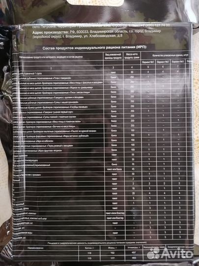 Сухпаек ирп