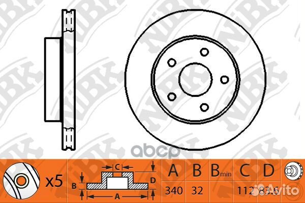 RN1268V Диск тормозной перед toyota land