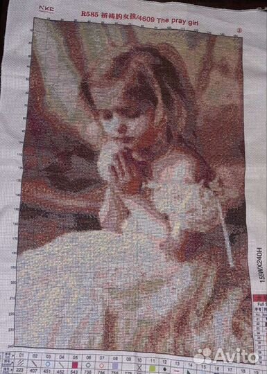 Ангел. Готовая картина. Вышивка крестом 54х35