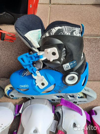 Комплект: роликовые коньки, шлем, защита