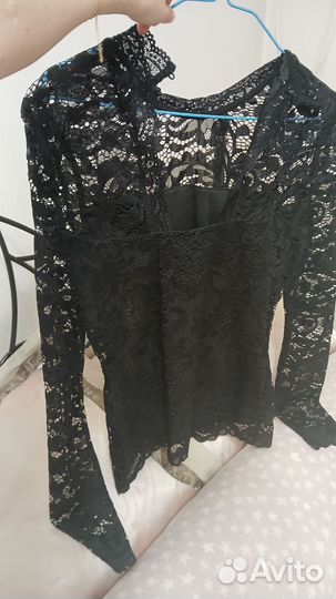 Кружевная чёрная блузка Veromoda XS